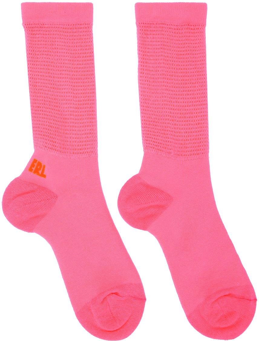 Erl Pink Open Knit Socks In Pink 1