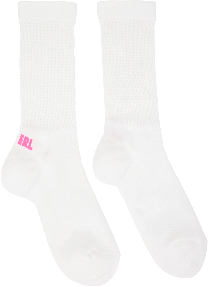 Erl White Openwork Socks In White 5