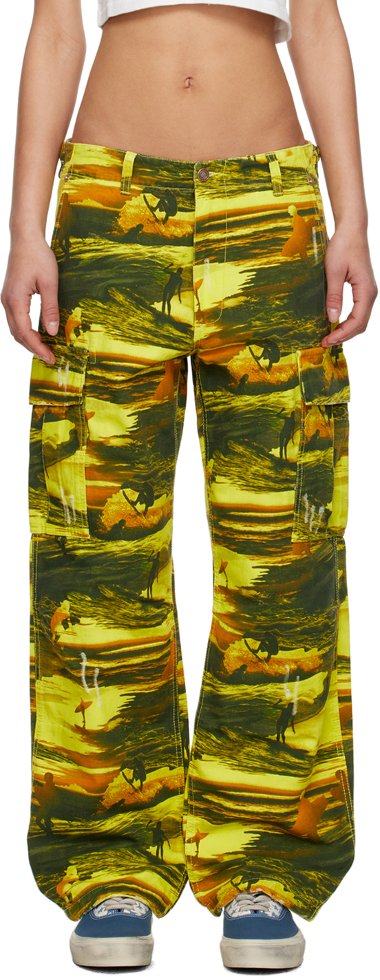 Erl Printed Cargo Trousers In  Acid Sunset 2