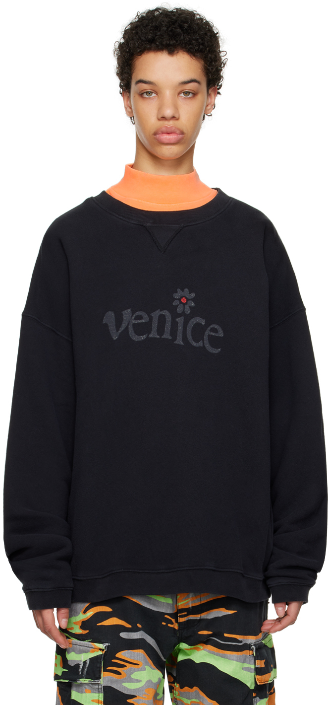 Shop Erl Black 'venice' Sweater In Black 1