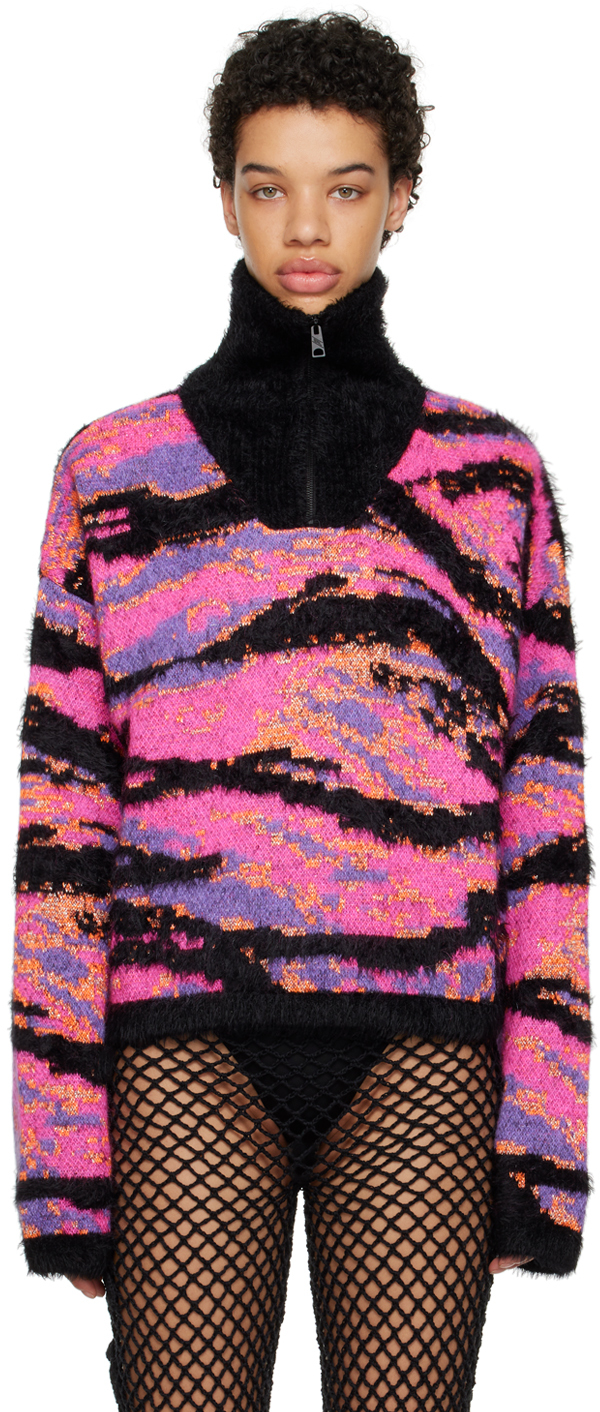 Shop Erl Pink Camo Turtleneck In  Pink Rave Camo 1