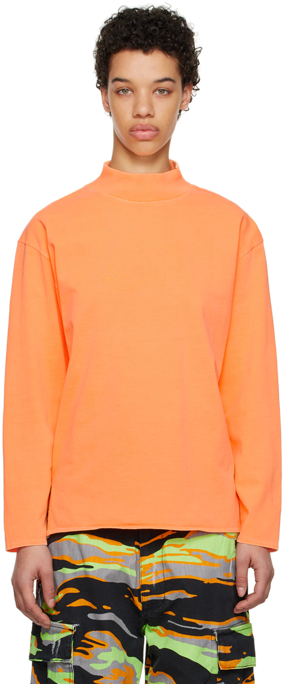 Erl High-neck Cotton Sweatshirt In Orange 1