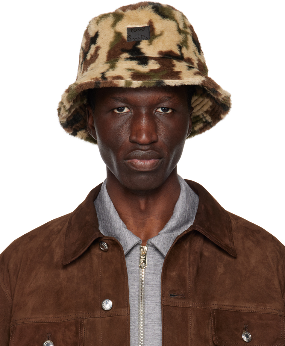 Paul Smith Brown Camouflage Bucket Hat In 63