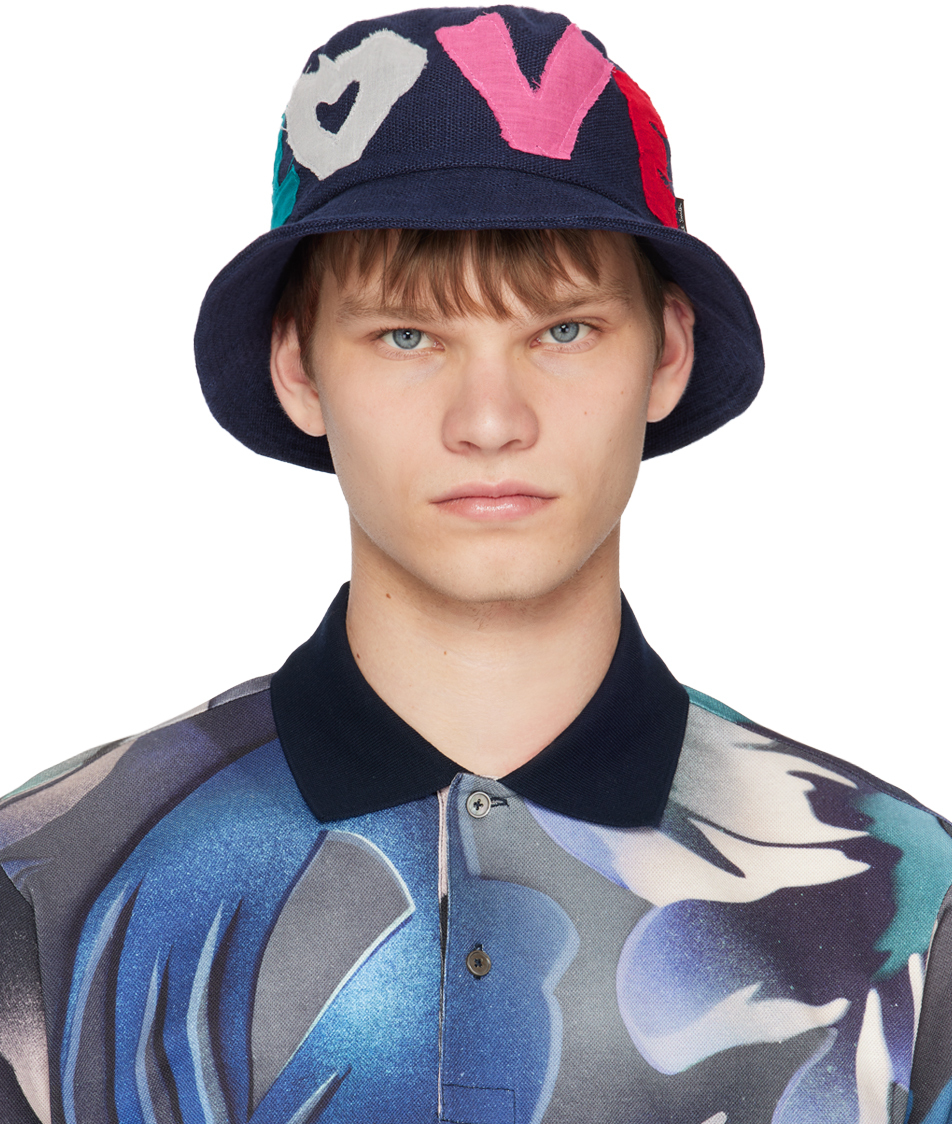 Paul Smith Love-patchwork Bucket Hat In 47 Blues
