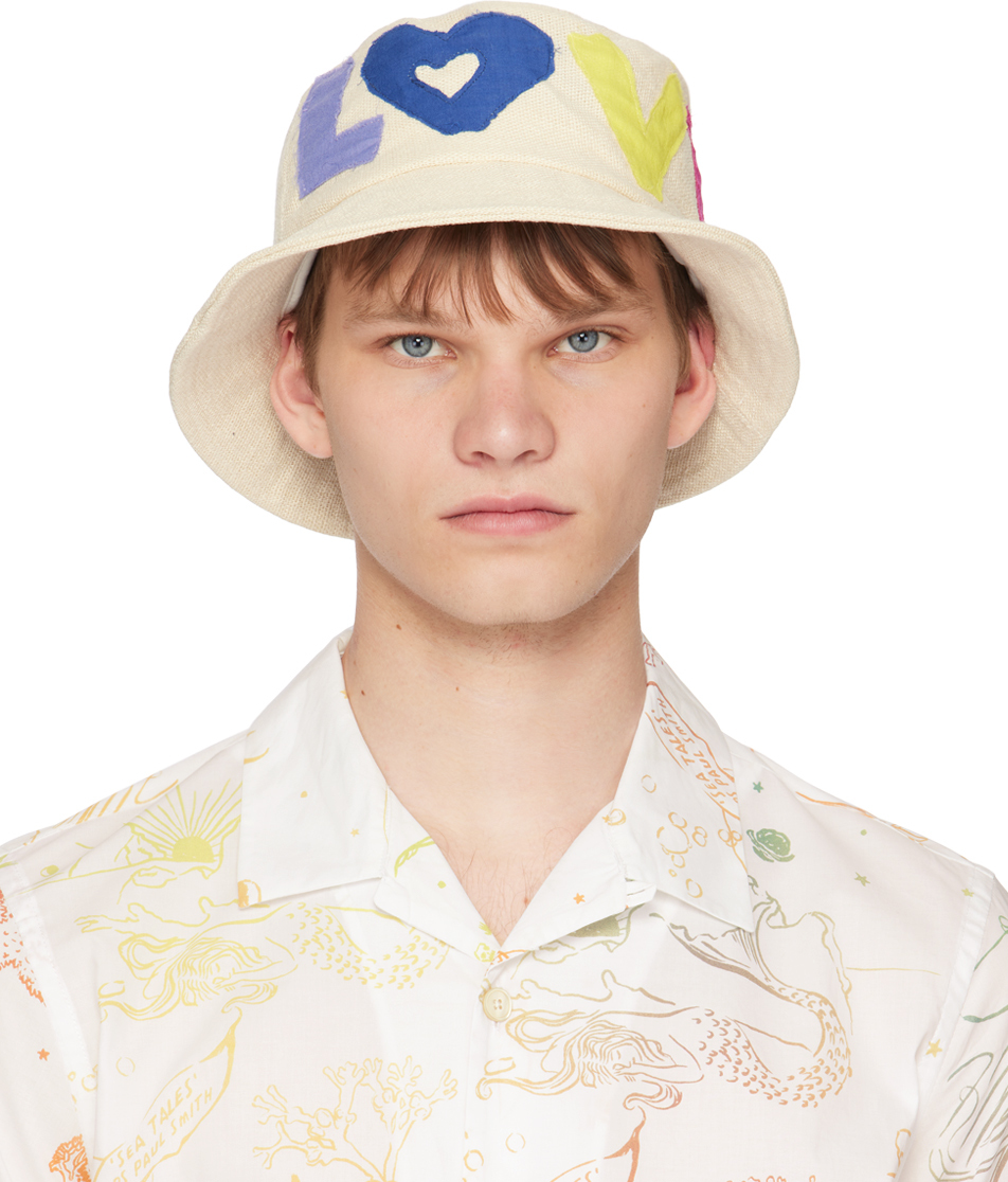 Paul Smith Off-white 'love' Appliqué Bucket Hat In 02 Whites