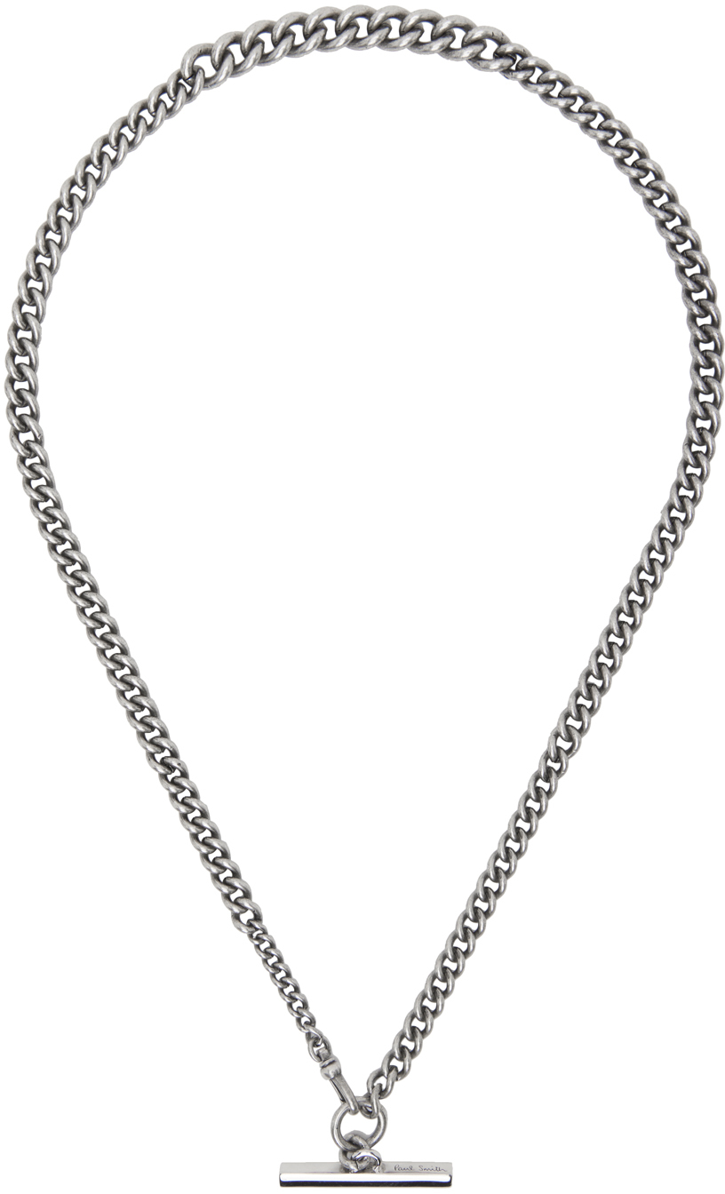 Paul Smith Silver T-bar Necklace In Metallics