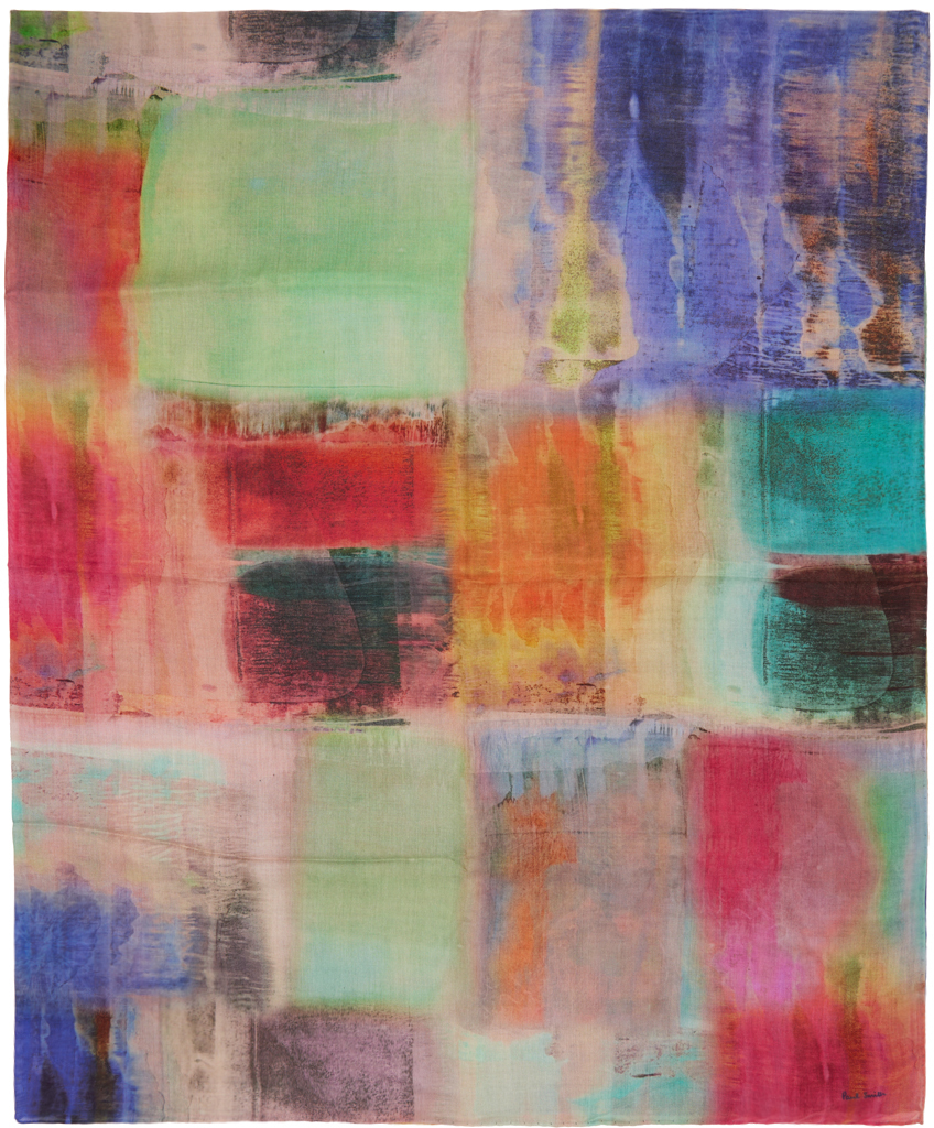 Paul Smith Multicolour Abstract Paint Scarf In 92 Multicolour
