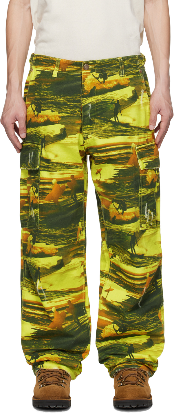 ERL: Green Embroidered Cargo Pants | SSENSE UK