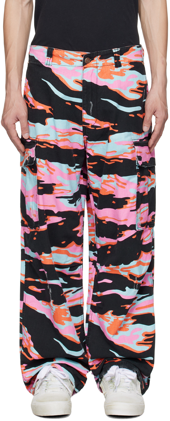 Shop Erl Pink & Black Camo Cargo Pants In  Pink Rave Camo