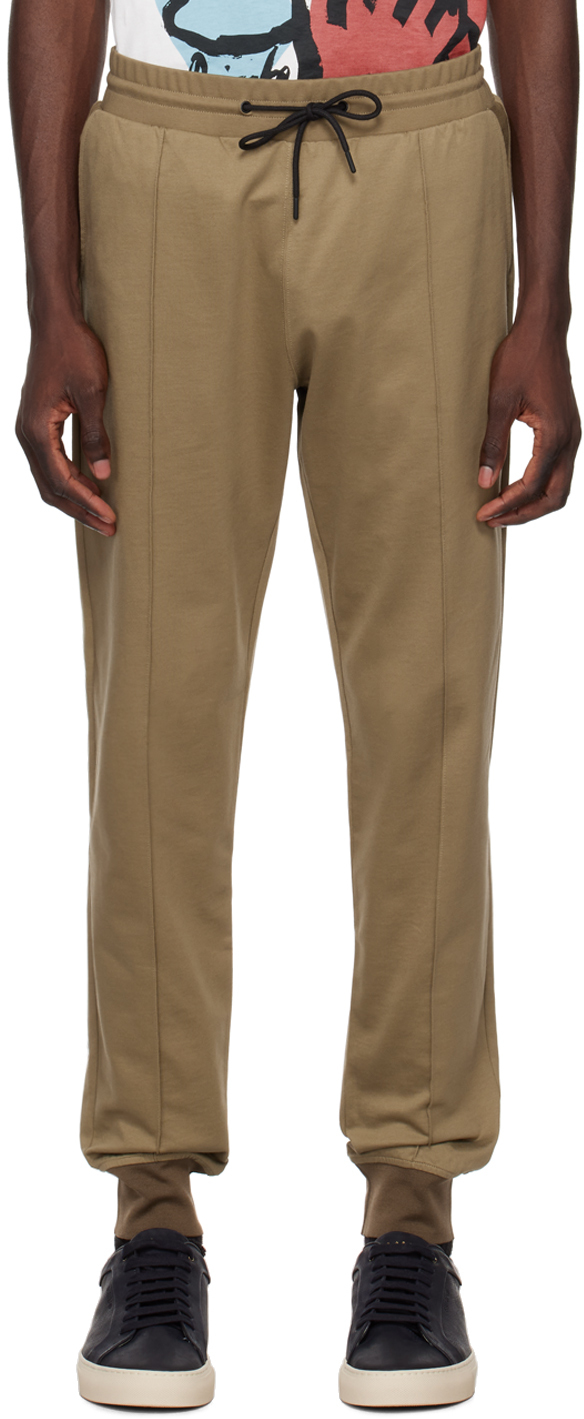 Paul Smith Khaki Paneled Lounge Trousers In 63 Browns