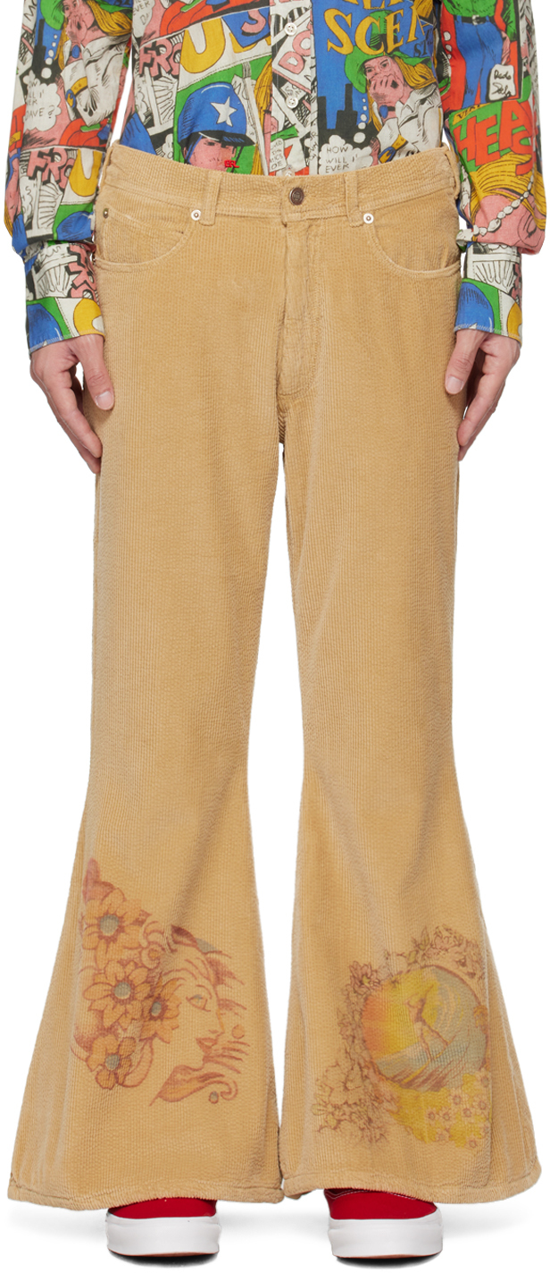 Shop Erl Beige Flared Trousers