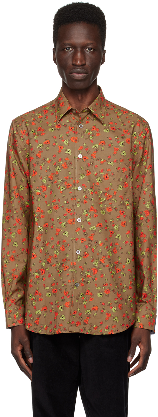 Paul Smith Brown Hazy Floral Shirt In 62 Browns