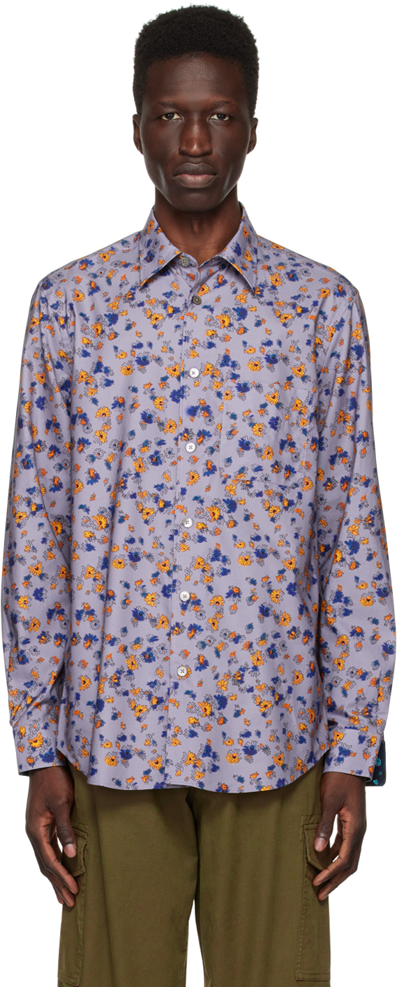 Paul Smith Purple Hazy Floral Shirt In 55 Purples