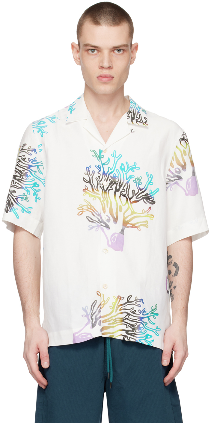 White Printed Shirt by Paul Smith on Sale
