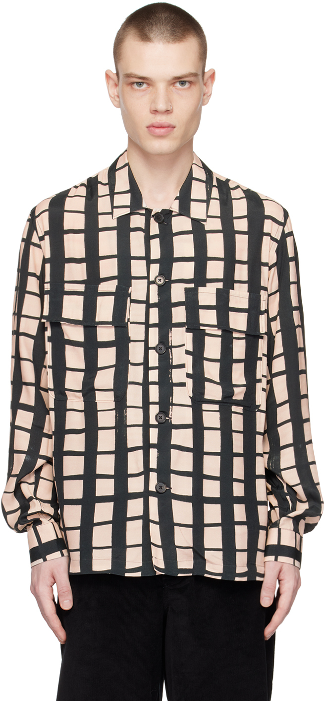 Beige & Black Check Shirt