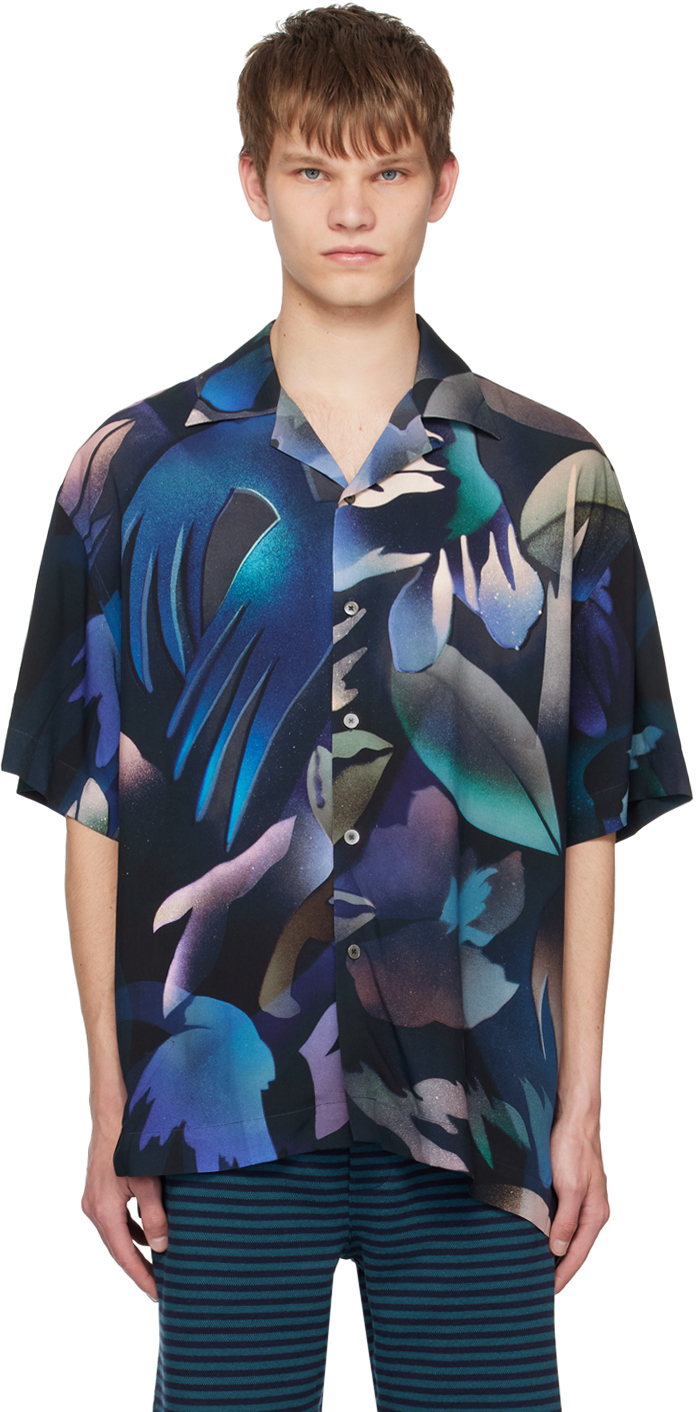 Paul Smith graphic-print short-sleeved shirt - Blue