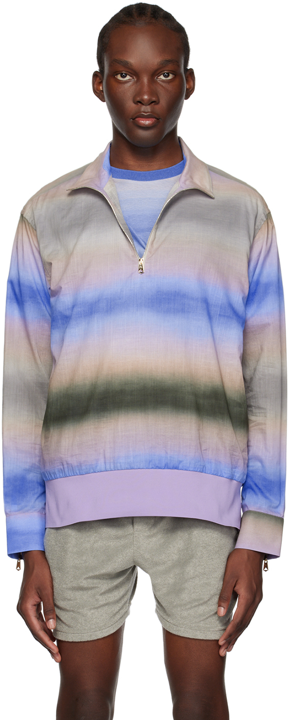 Paul Smith Blue & Brown Half-zip Sweater In 41 Blues