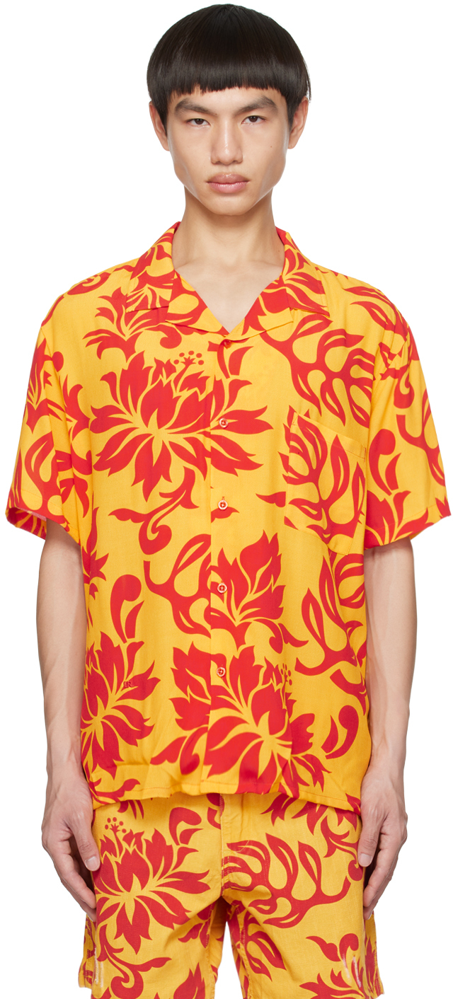 Shop Erl Yellow Printed Shirt In  Tropical Flowers