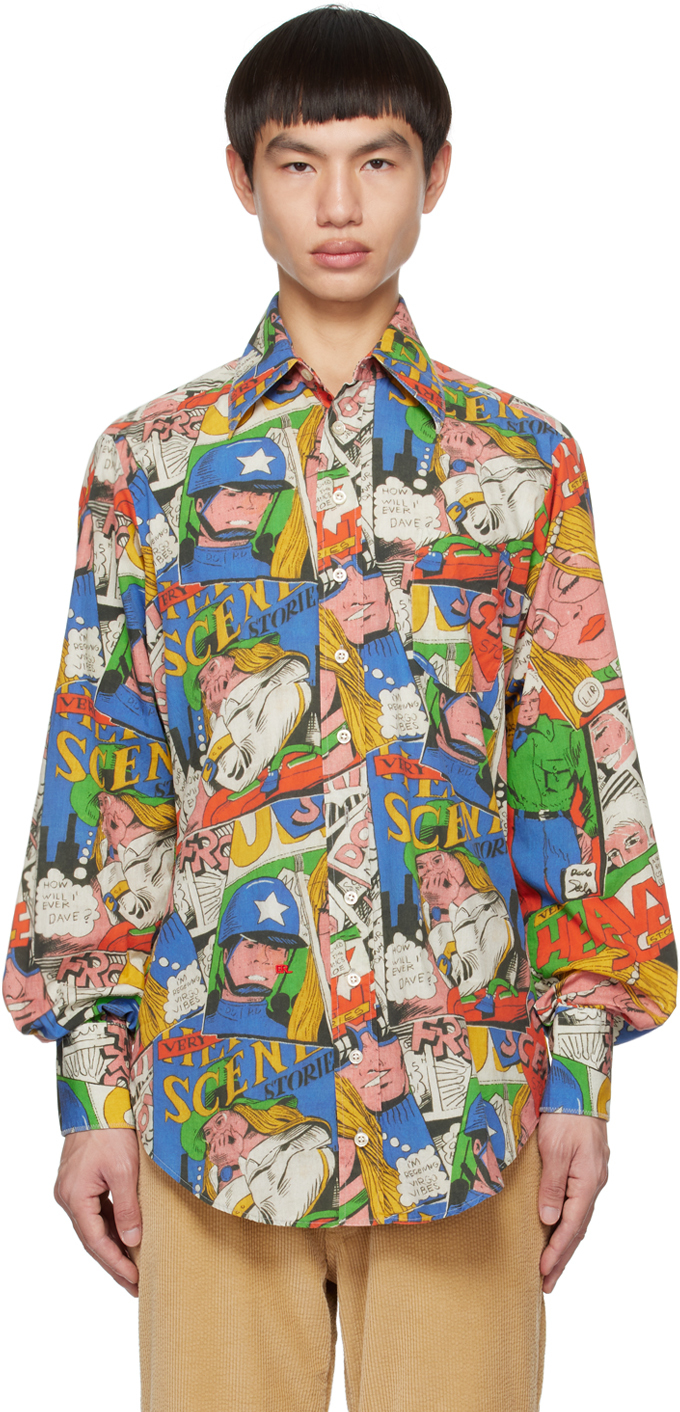 Shop Erl Multicolor Printed Shirt In  Comic Book