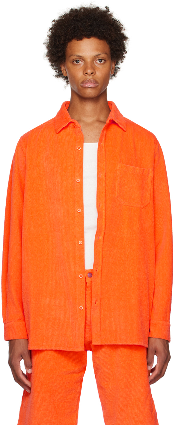 Orange Spread Collar Shirt
