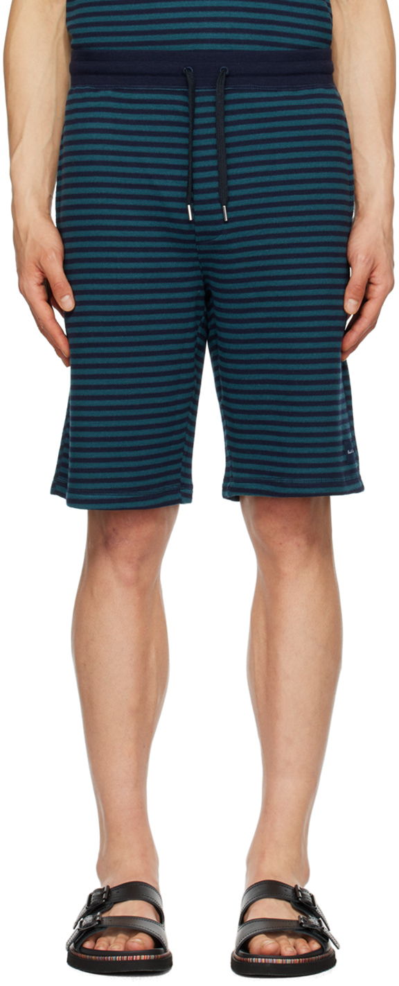 Paul Smith Striped Drawstring Lounge Shorts In Black