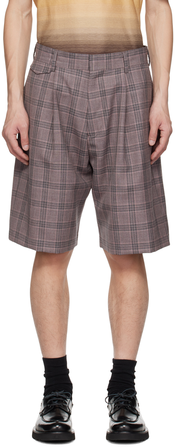 Paul Smith Purple Check Shorts In 70 Greys