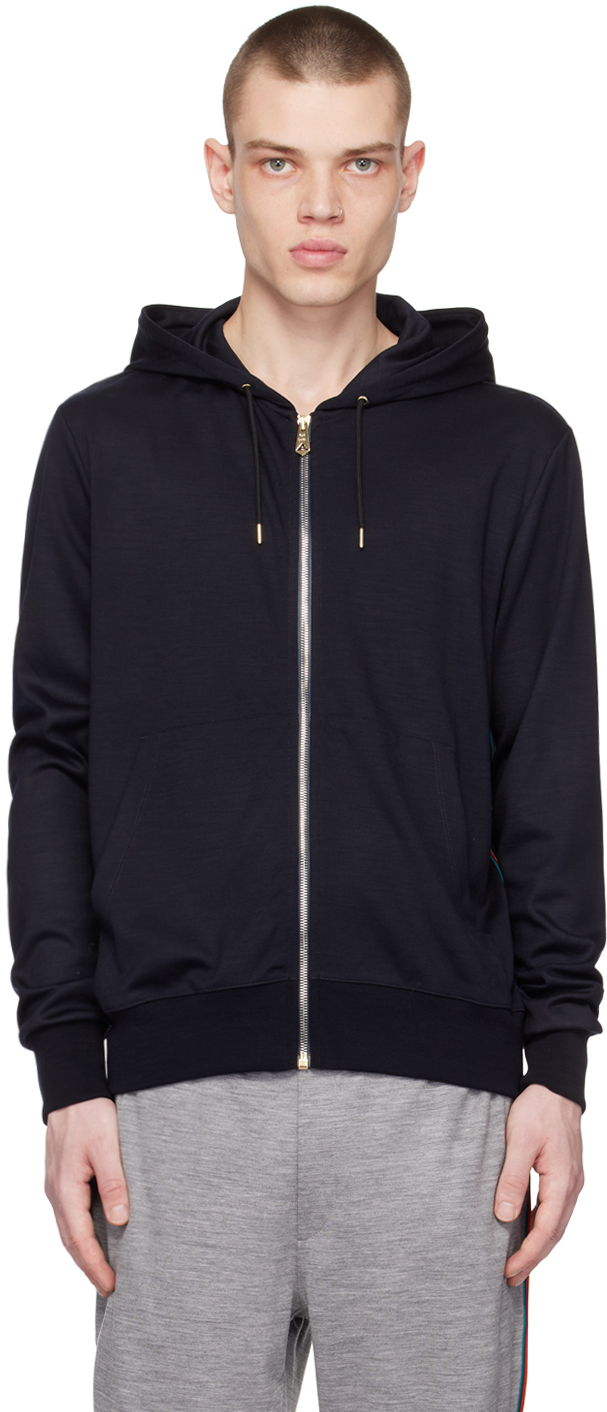 Navy Signature Stripe Hoodie by Paul Smith on Sale