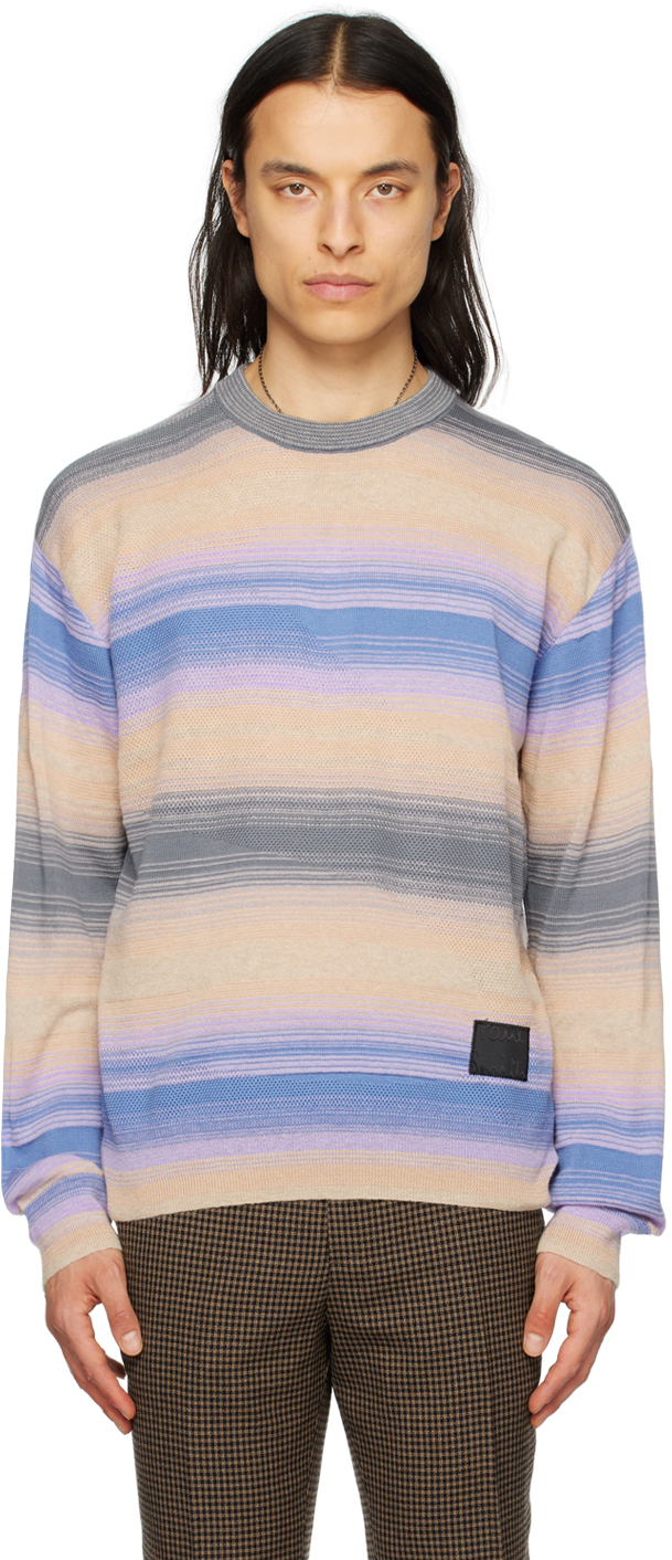 Paul Smith Cotton-blend Striped Sweater In 41 Blues