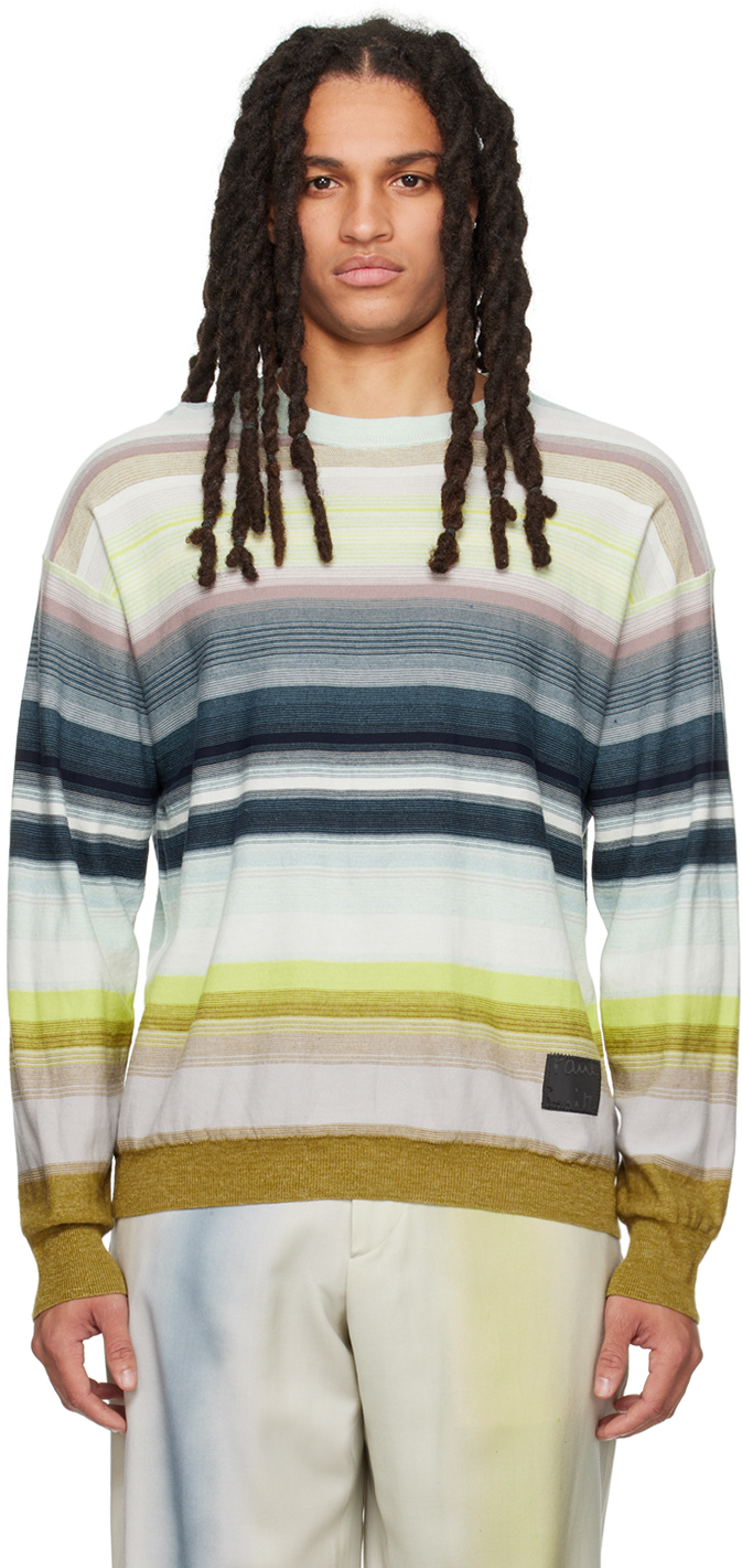 Paul Smith Cotton And Linen-blend Stripe Sweater In 12 Yellows