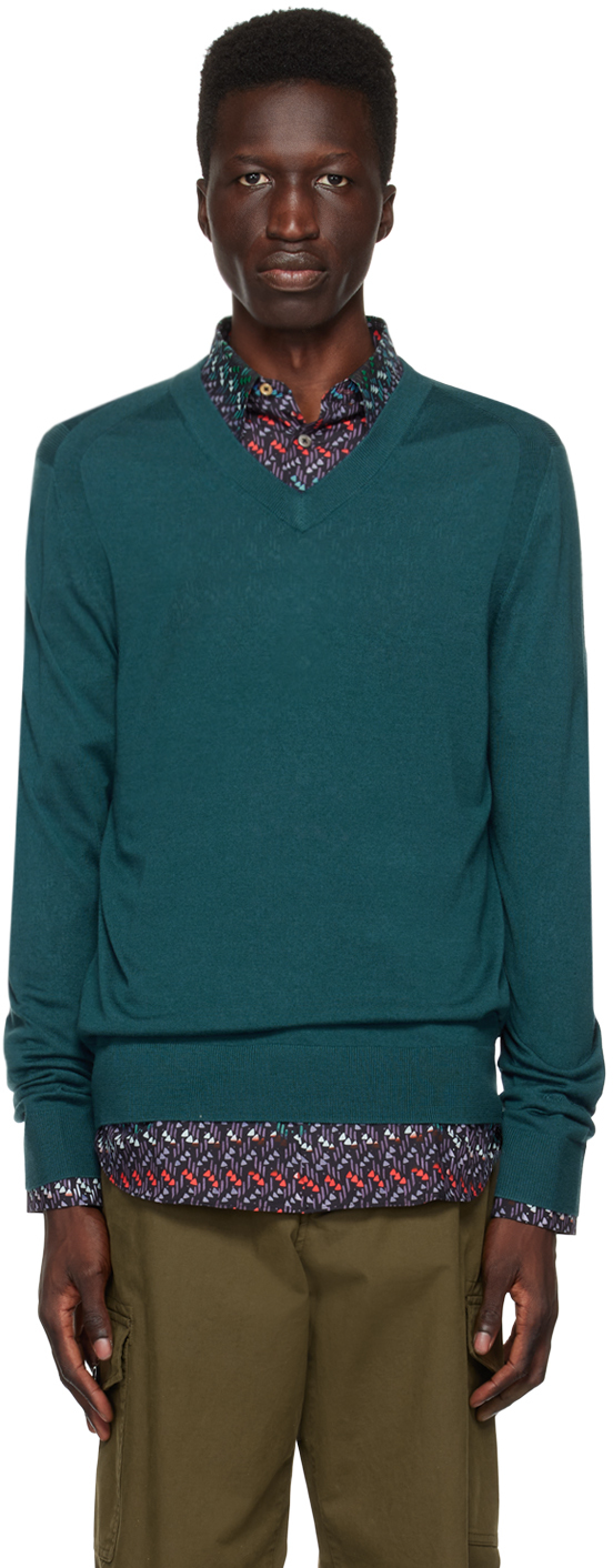 Paul Smith Blue V-neck Sweater