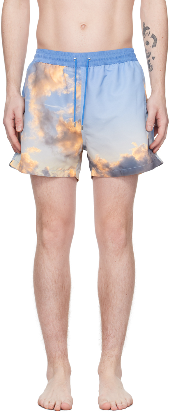 Shop Paul Smith Blue Cloud Swim Shorts In 45 Blues