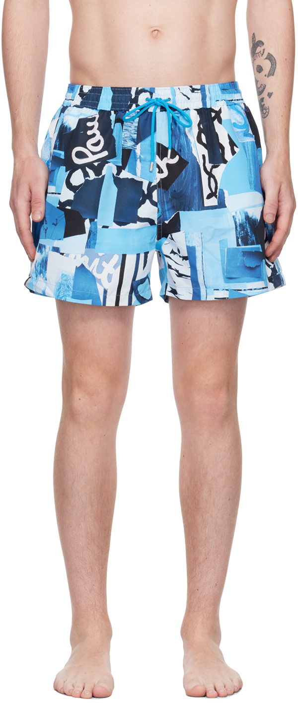 Blue Tropical Floral Swim Shorts