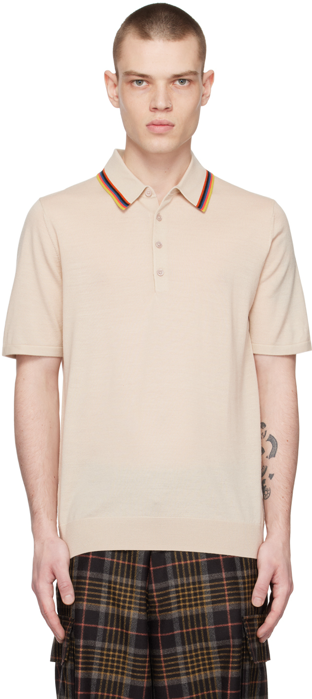 Paul Smith Beige Striped Polo In Brown
