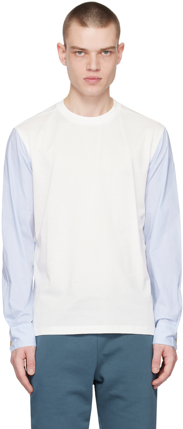 Paul Smith White Paneled Long Sleeve T-Shirt