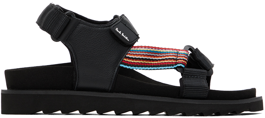 Paul Smith Stripe-detailing Leather Sandals In Black