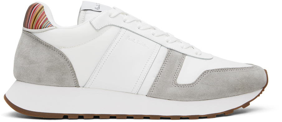 Paul Smith White & Grey Eighties Trainers In 01 Whites