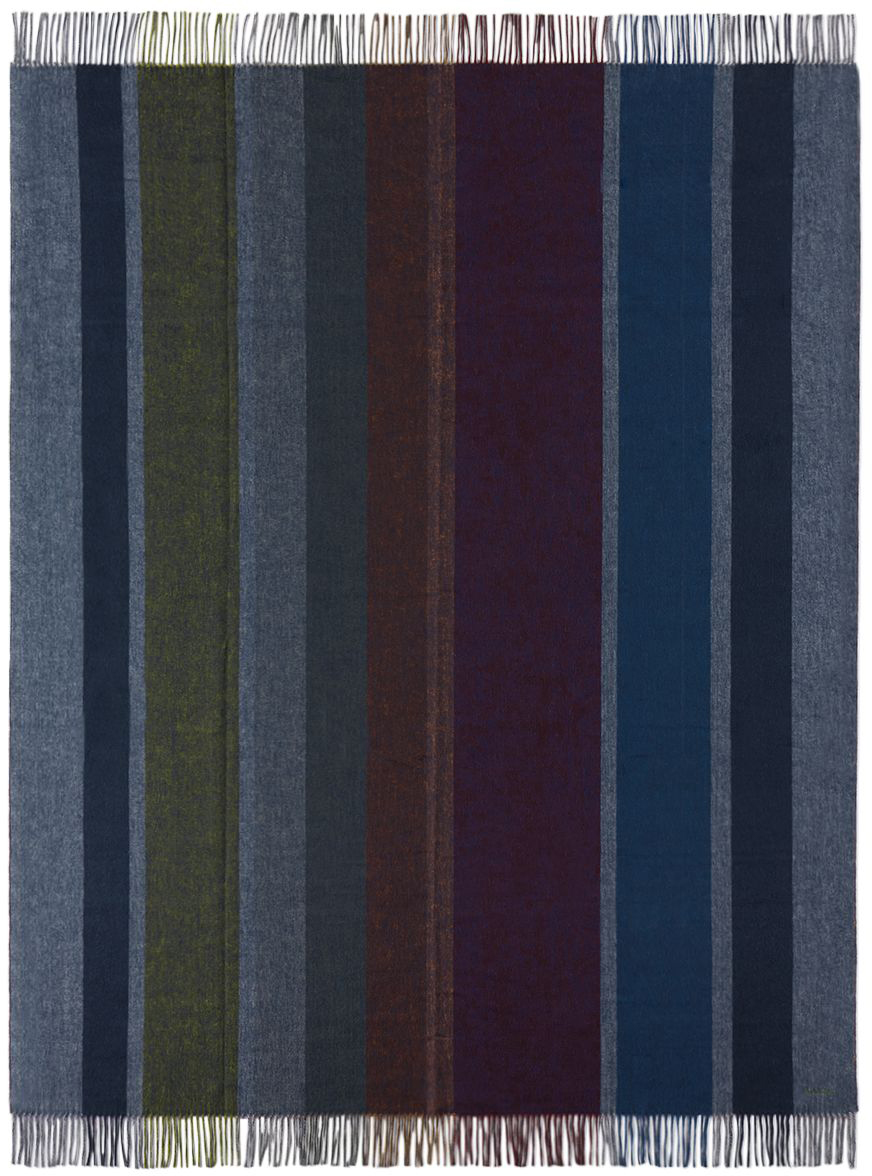 Paul Smith Blue Graphic Stripe Cashmere-blend Blanket