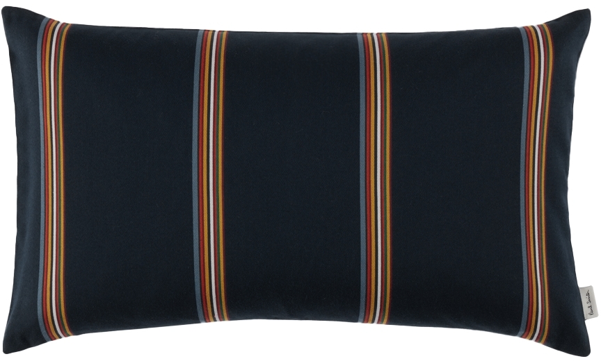 Paul Smith Navy Signature Stripe Bolster Cushion In Blues