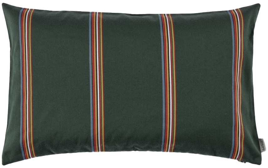 Paul Smith Green Signature Stripe Bolster Cushion In Greens