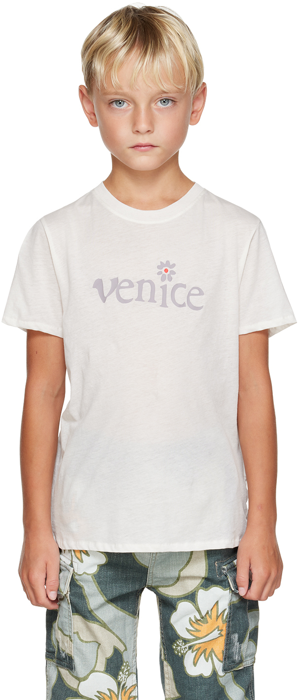 送料無料 通販 ERL ホワイト tシャツ kids venice トップス