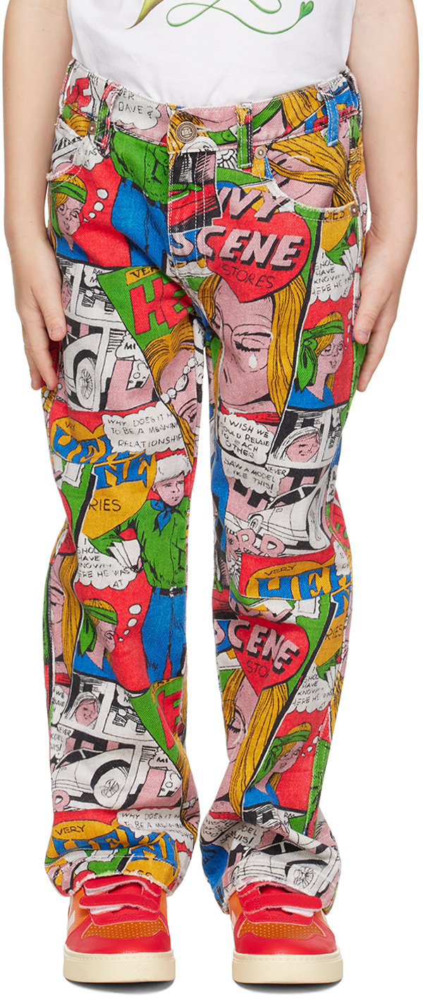 Erl Kids Multicolor Printed Jeans In  Comic Book
