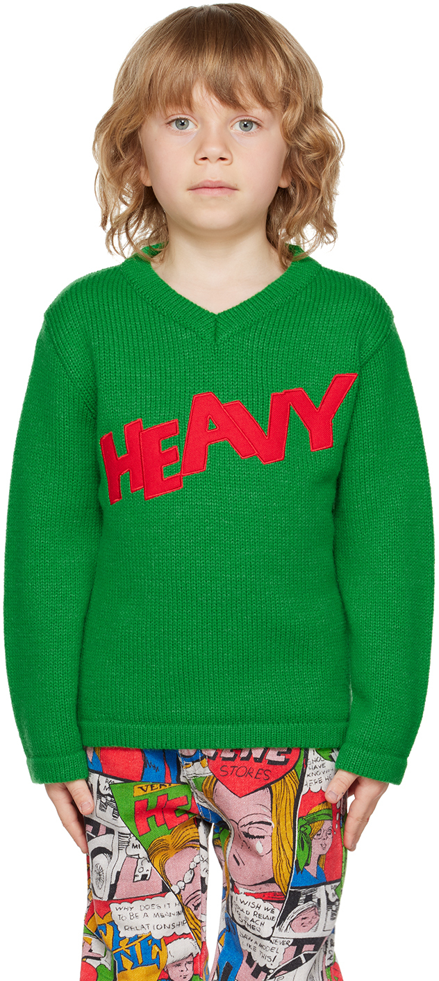 Kids Green 'Heavy' Sweater by ERL on Sale
