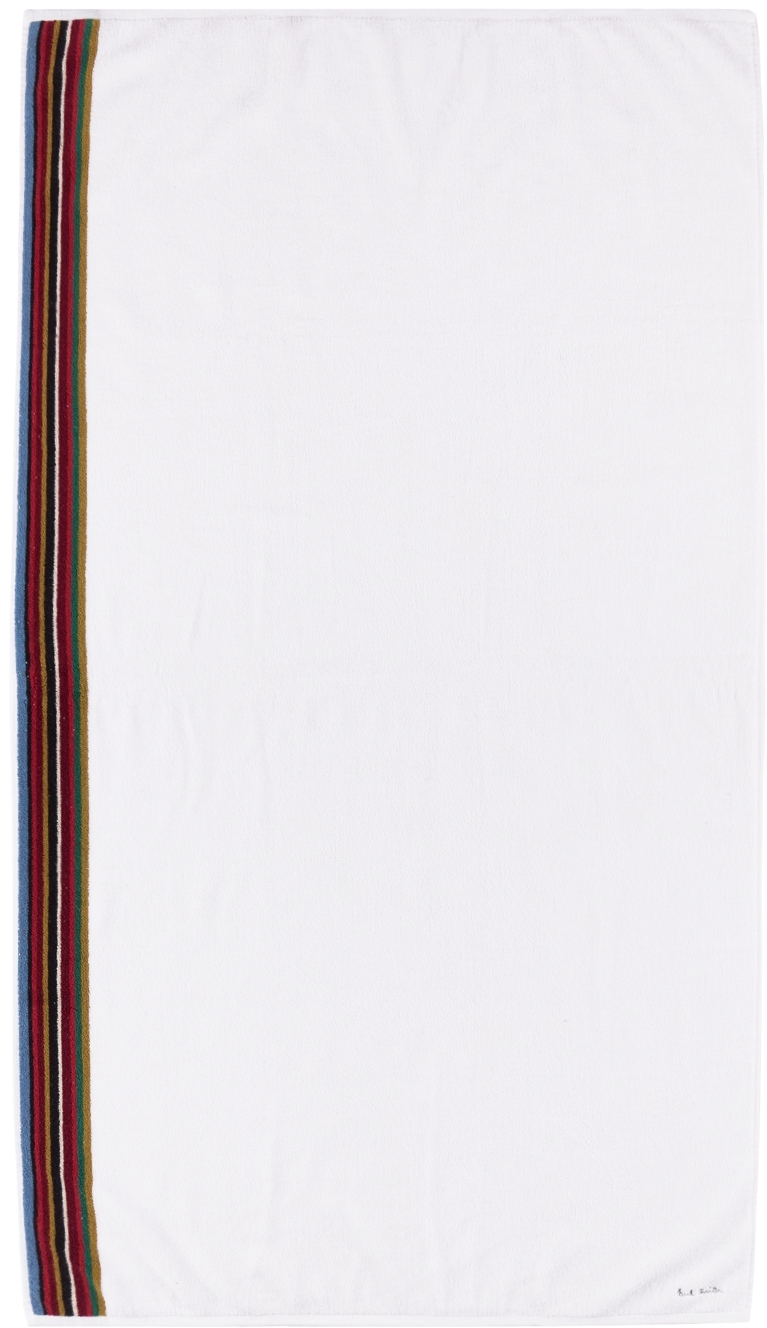 Paul Smith White Signature Stripe Bath Sheet In Whites