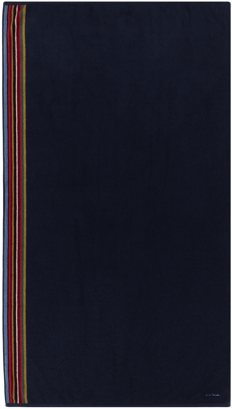 Paul Smith Navy Signature Stripe Bath Sheet In Blues