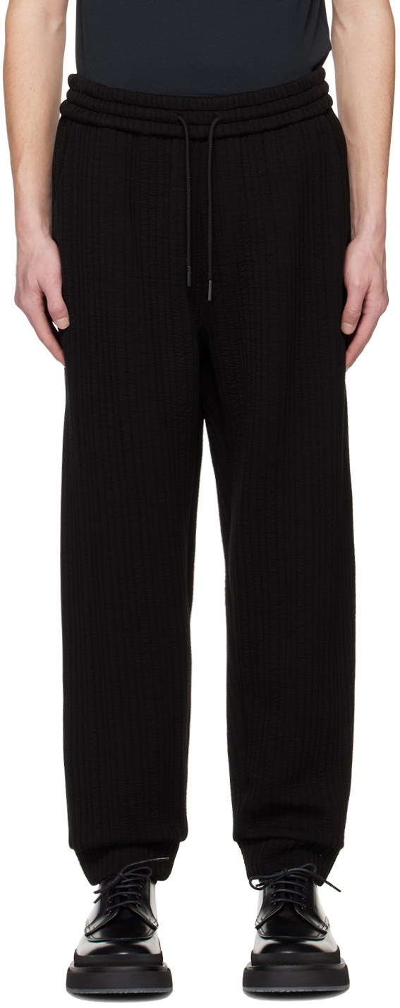 Giorgio Armani Black Quilted Trousers In Uc99 Nero