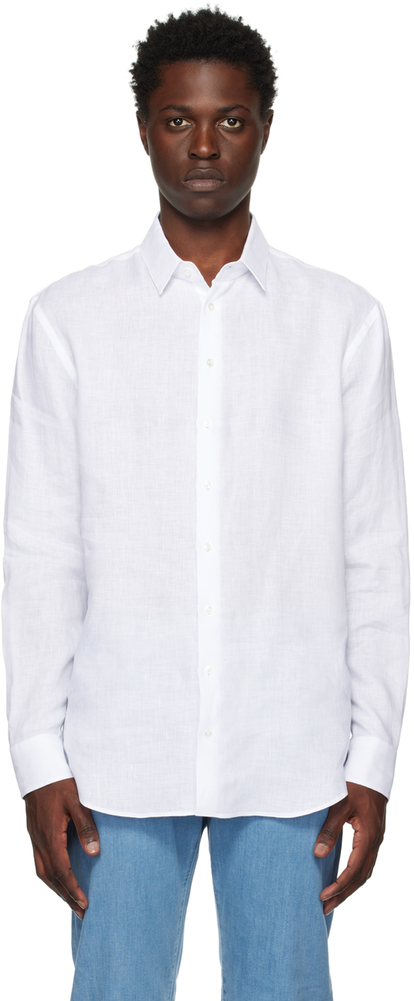 Giorgio Armani White Spread Collar Shirt In U0bn Brilliant White