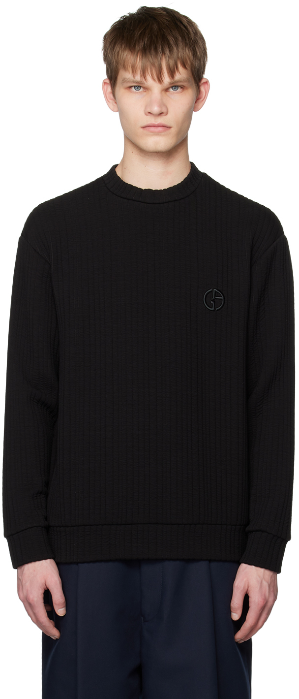 Giorgio Armani Black Stripes Sweater In Uc99 Nero