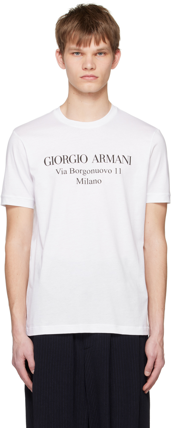 GIORGIO ARMANI WHITE PRINTED T-SHIRT