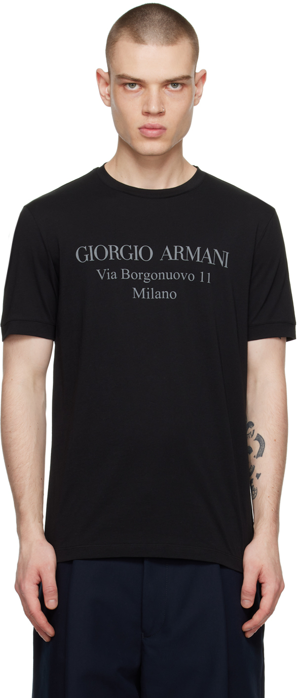 Giorgio Armani Official Store Borgonuovo 11 T-shirt In Pima Cotton Jersey In Black