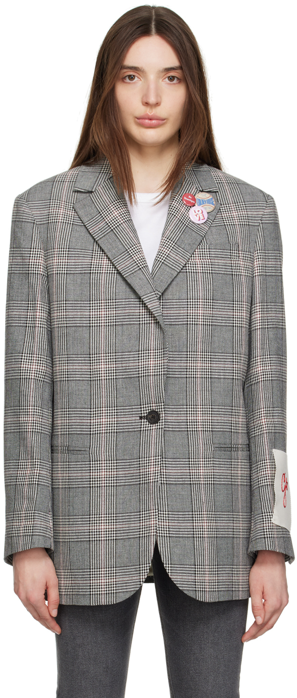 GOLDEN GOOSE GRAY CHECK BLAZER